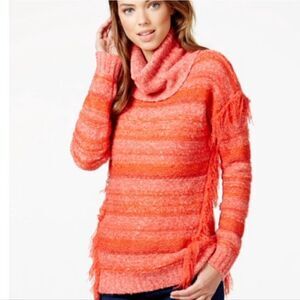 NWT Kensie Cowl Neck Sweater. Orange M#020